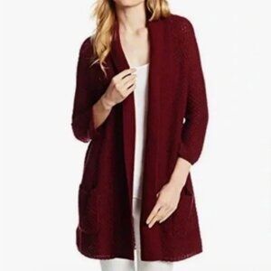 Lucky Brand Women's Boho Willow Knit Sweater Cardigan Burgundy Size Large